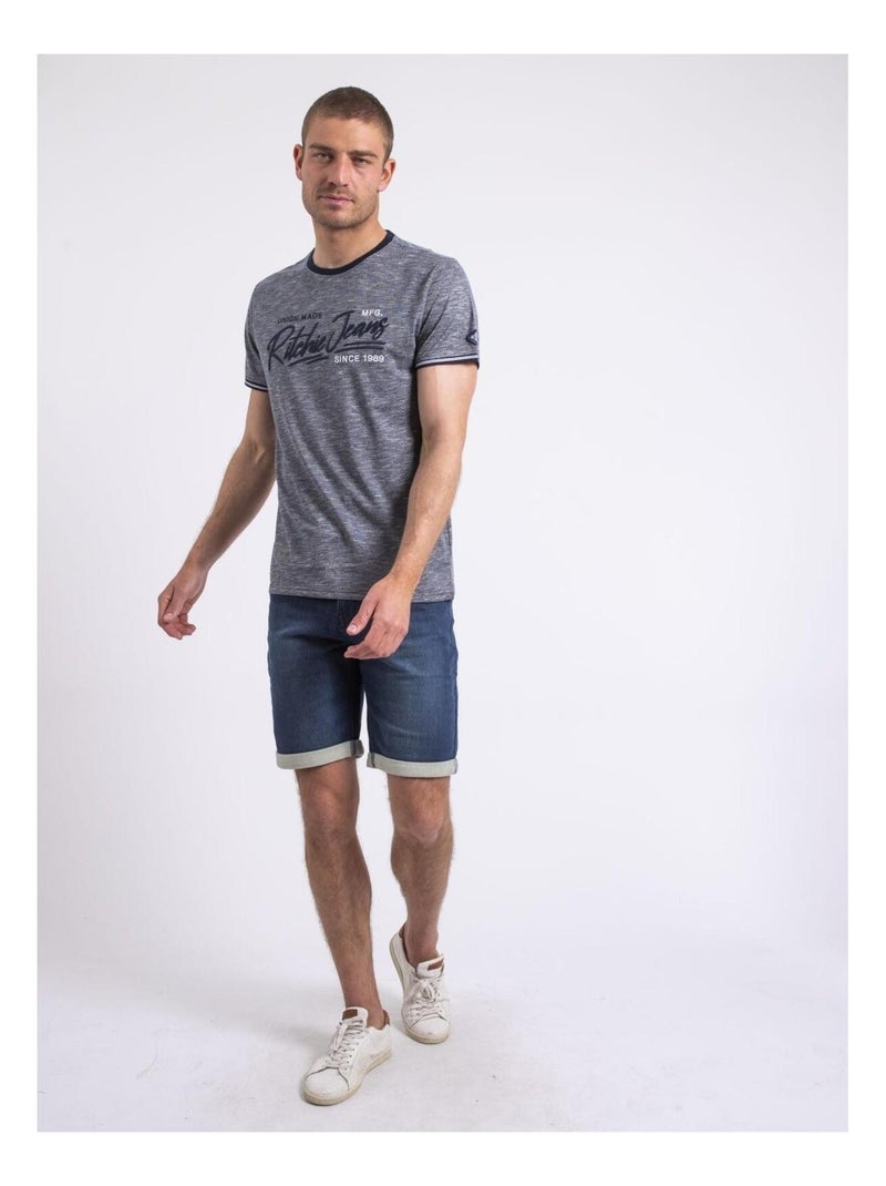 T-shirt col rond NIRADAM Bleu marine - Kiabi