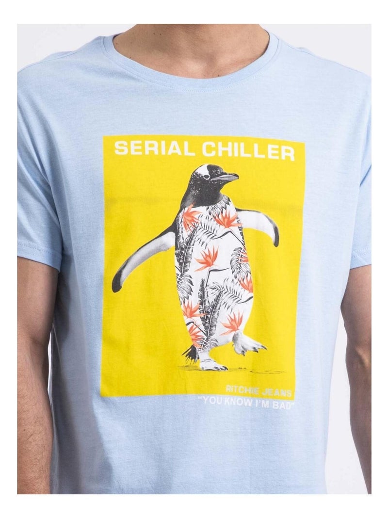T-shirt col rond NIRALVINO Bleu ciel - Kiabi