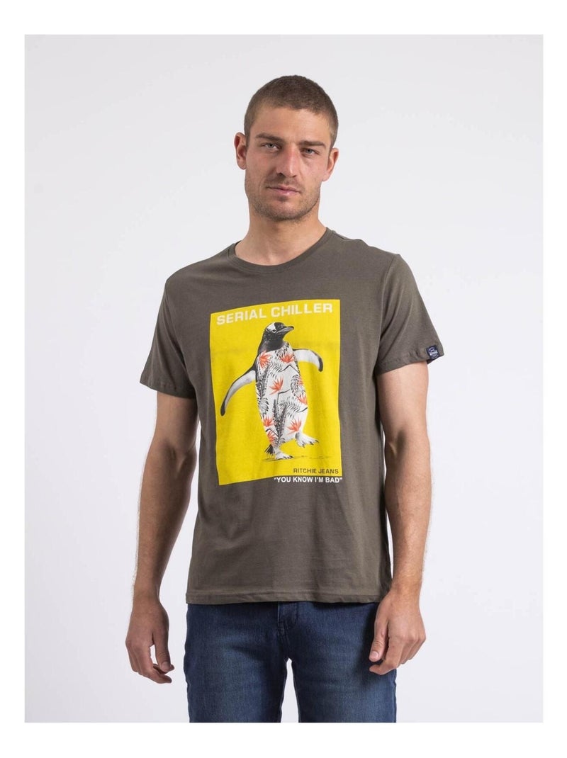 T-shirt col rond NIRALVINO Kaki - Kiabi