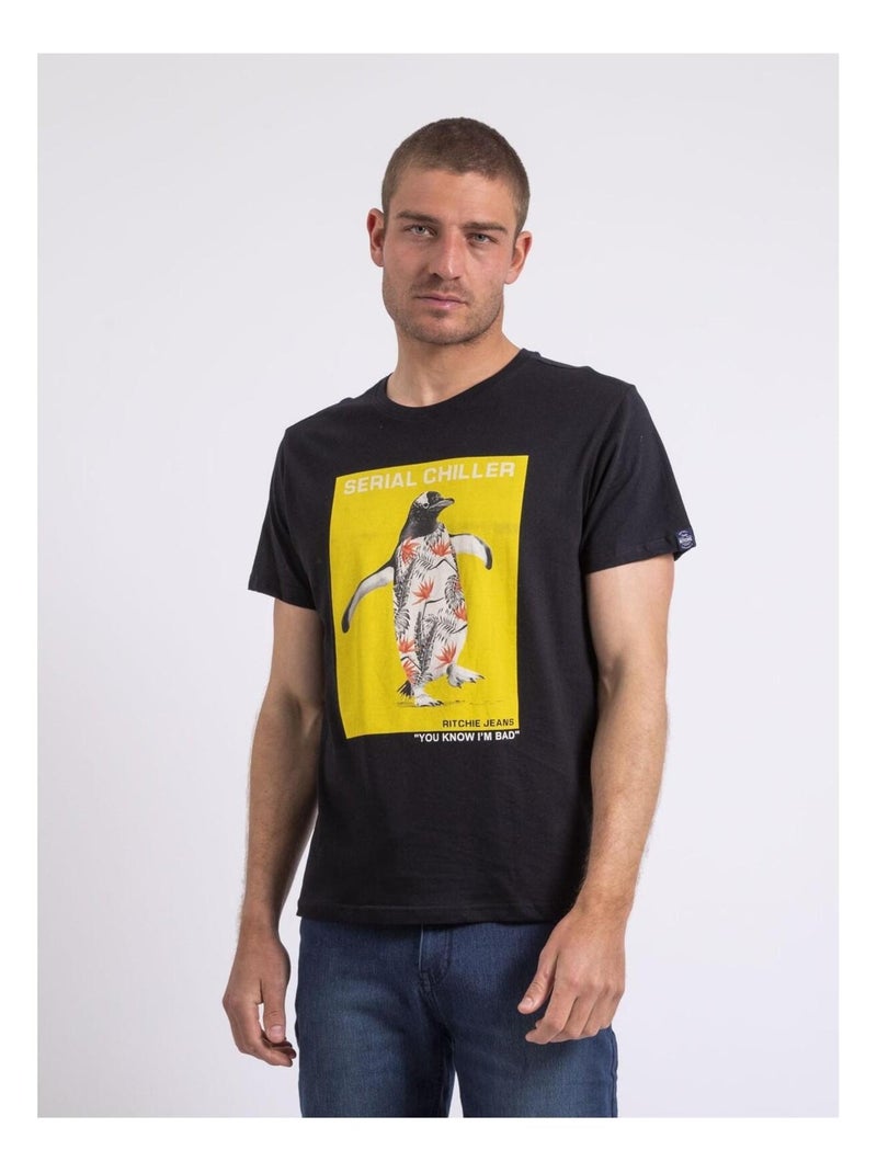 T-shirt col rond NIRALVINO Noir - Kiabi