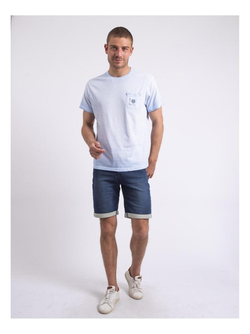 T-shirt col rond NIRAVELO Bleu ciel - Kiabi