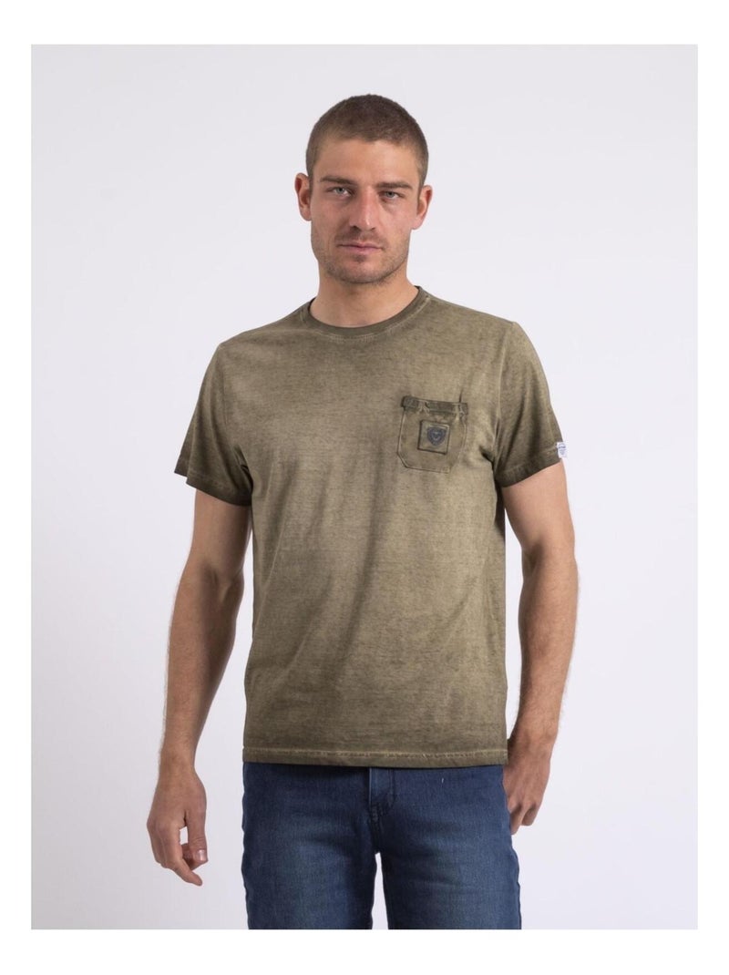 T-shirt col rond NIRAVELO Kaki - Kiabi