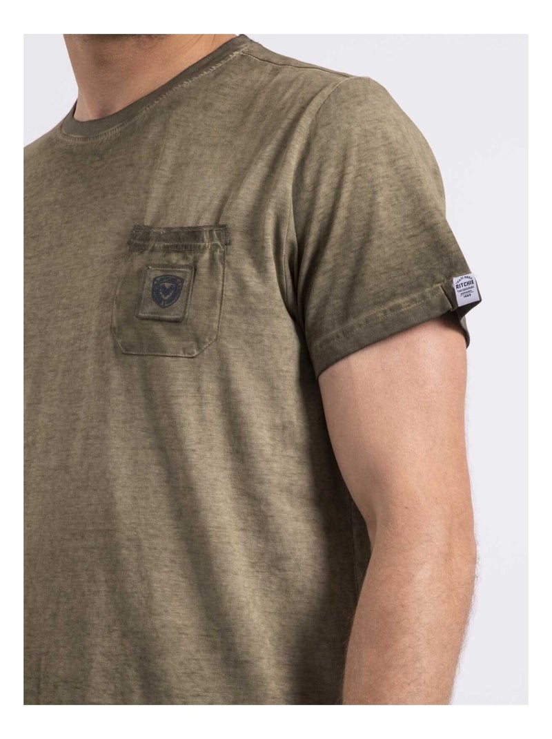 T-shirt col rond NIRAVELO Kaki - Kiabi