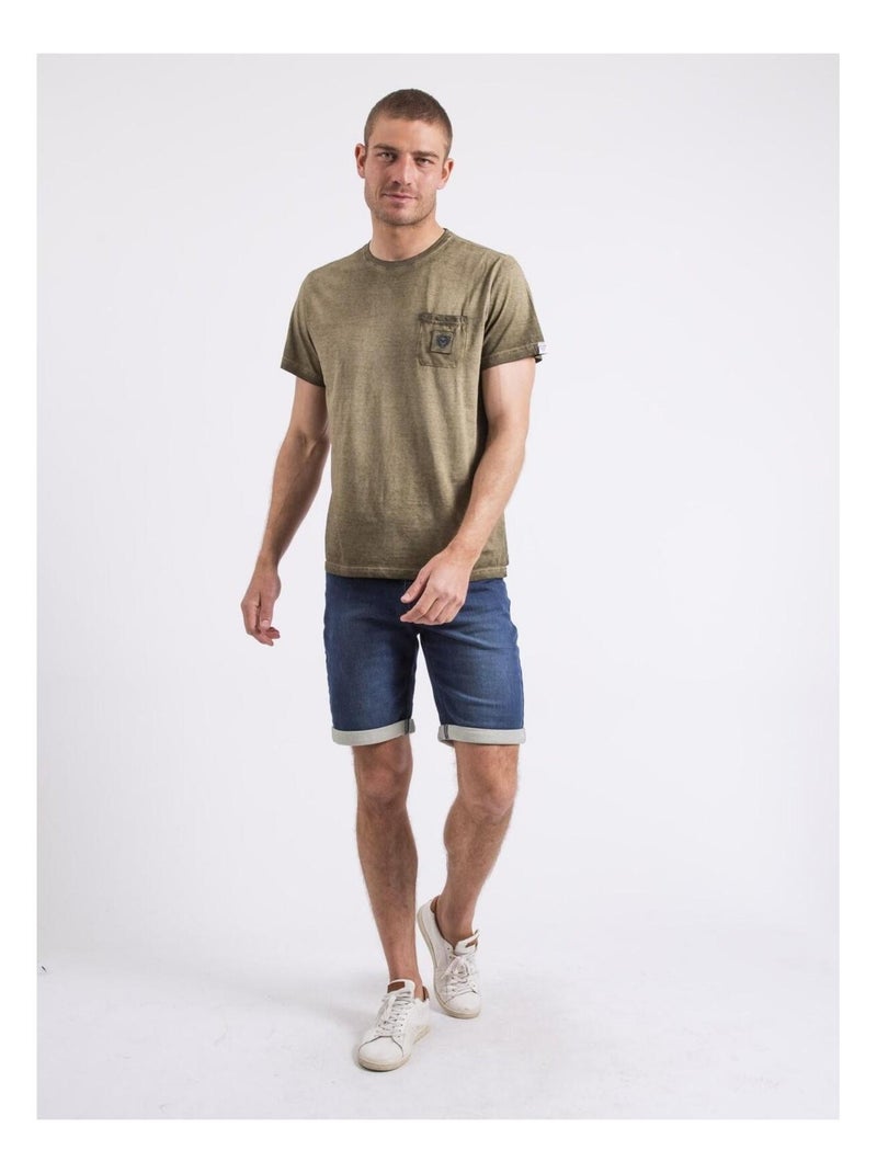T-shirt col rond NIRAVELO Kaki - Kiabi