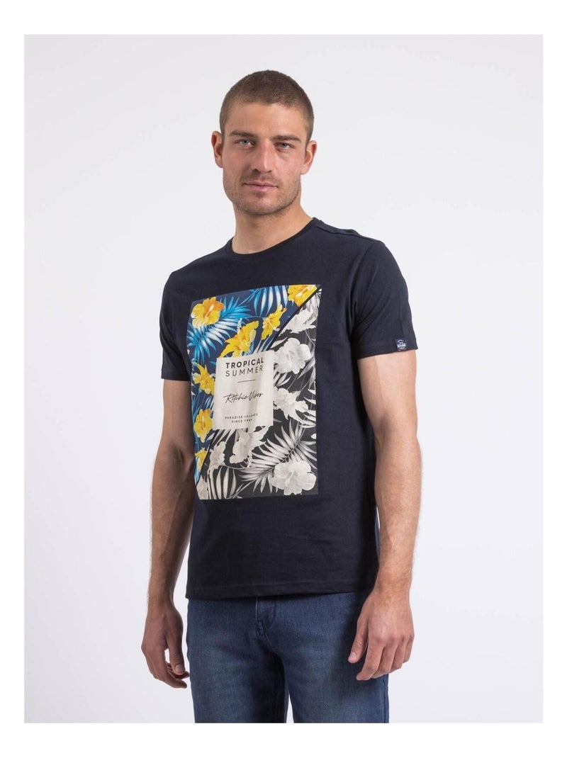 T-shirt col rond NIRAYMAN Bleu marine - Kiabi