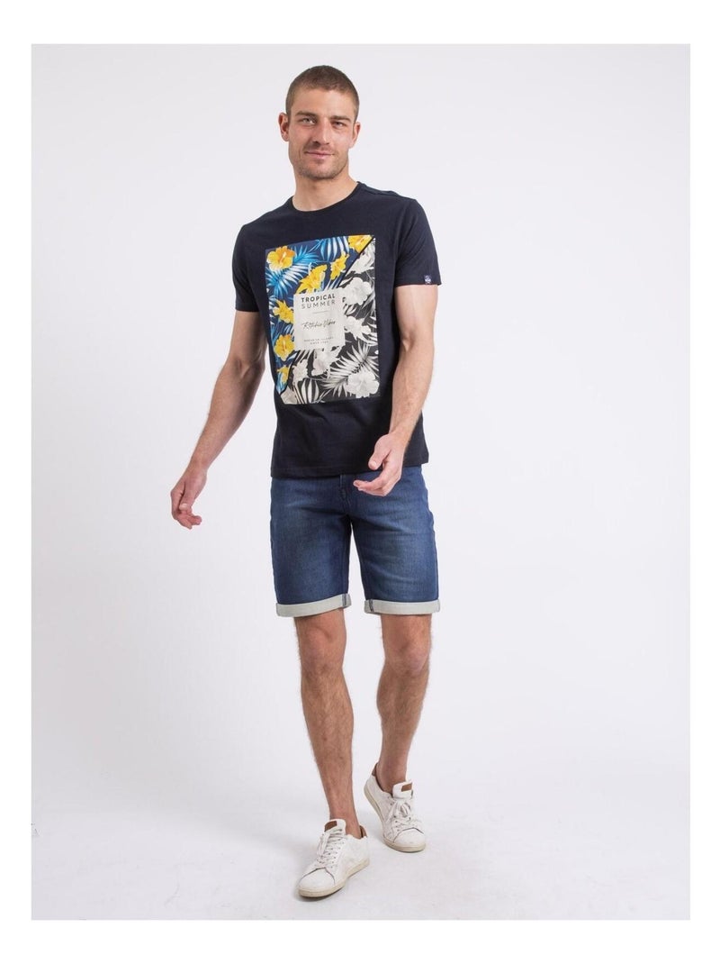 T-shirt col rond NIRAYMAN Bleu marine - Kiabi