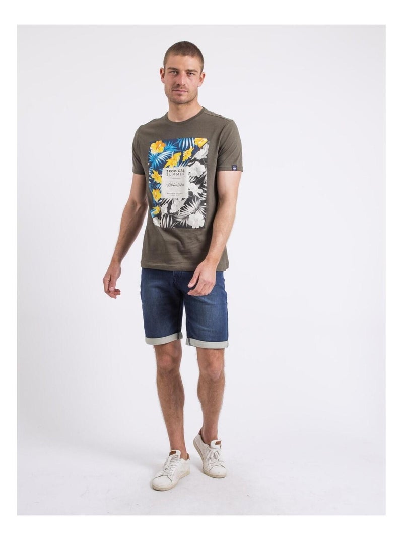 T-shirt col rond NIRAYMAN Kaki - Kiabi