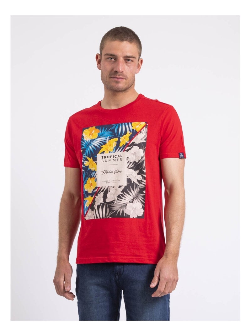 T-shirt col rond NIRAYMAN Rouge - Kiabi