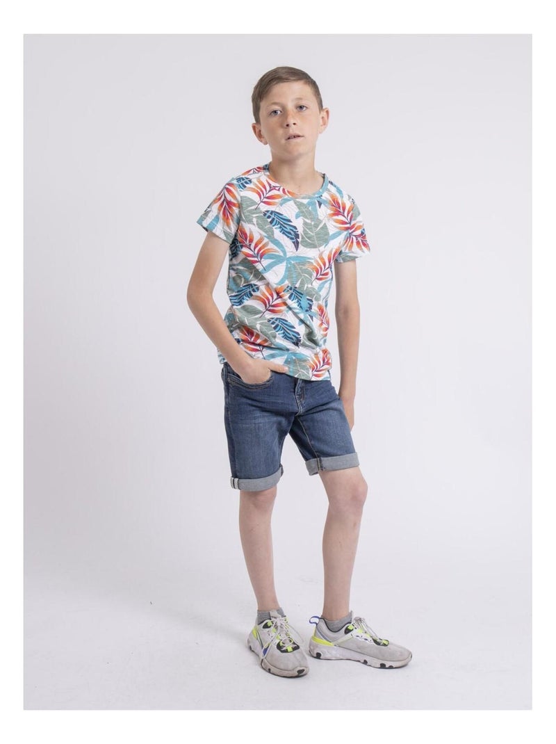 T-shirt col rond NIRINDO garçon Bleu - Kiabi