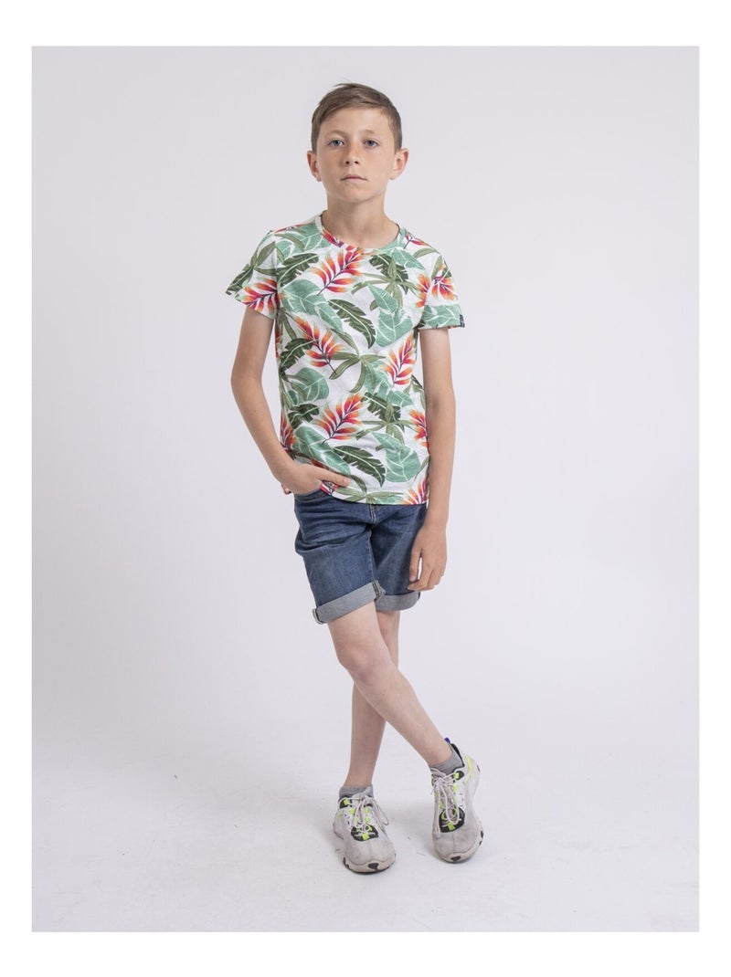 T-shirt col rond NIRINDO garçon Vert - Kiabi