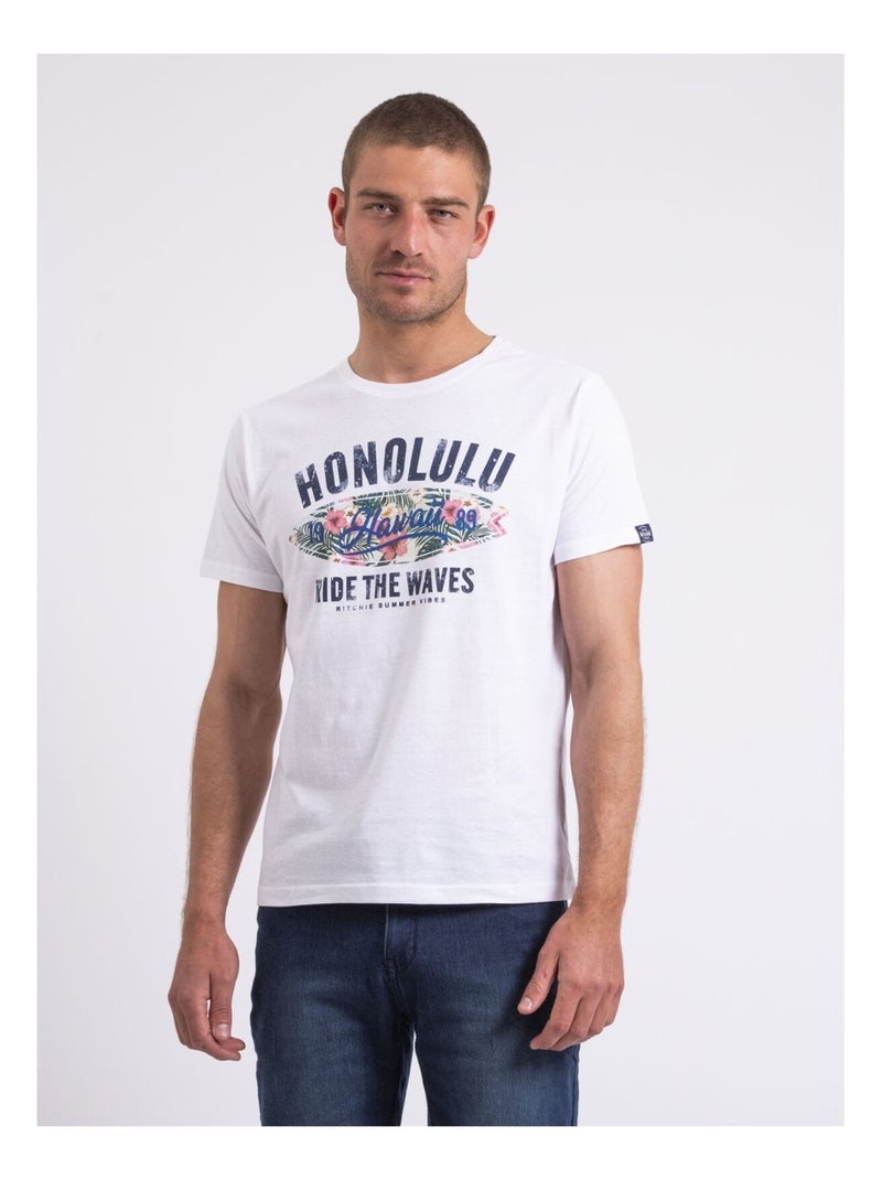 T-shirt col rond NIROULIO Blanc - Kiabi