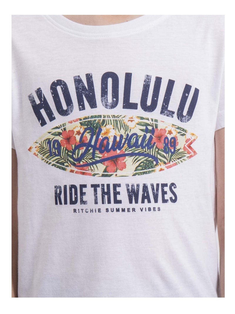T-shirt col rond NIROULIO-J Blanc - Kiabi