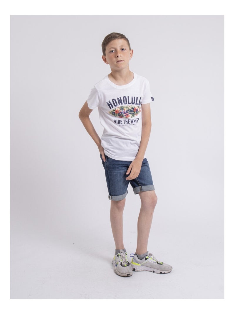 T-shirt col rond NIROULIO-J Blanc - Kiabi