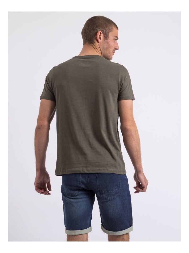 T-shirt col rond NIROULIO Kaki - Kiabi