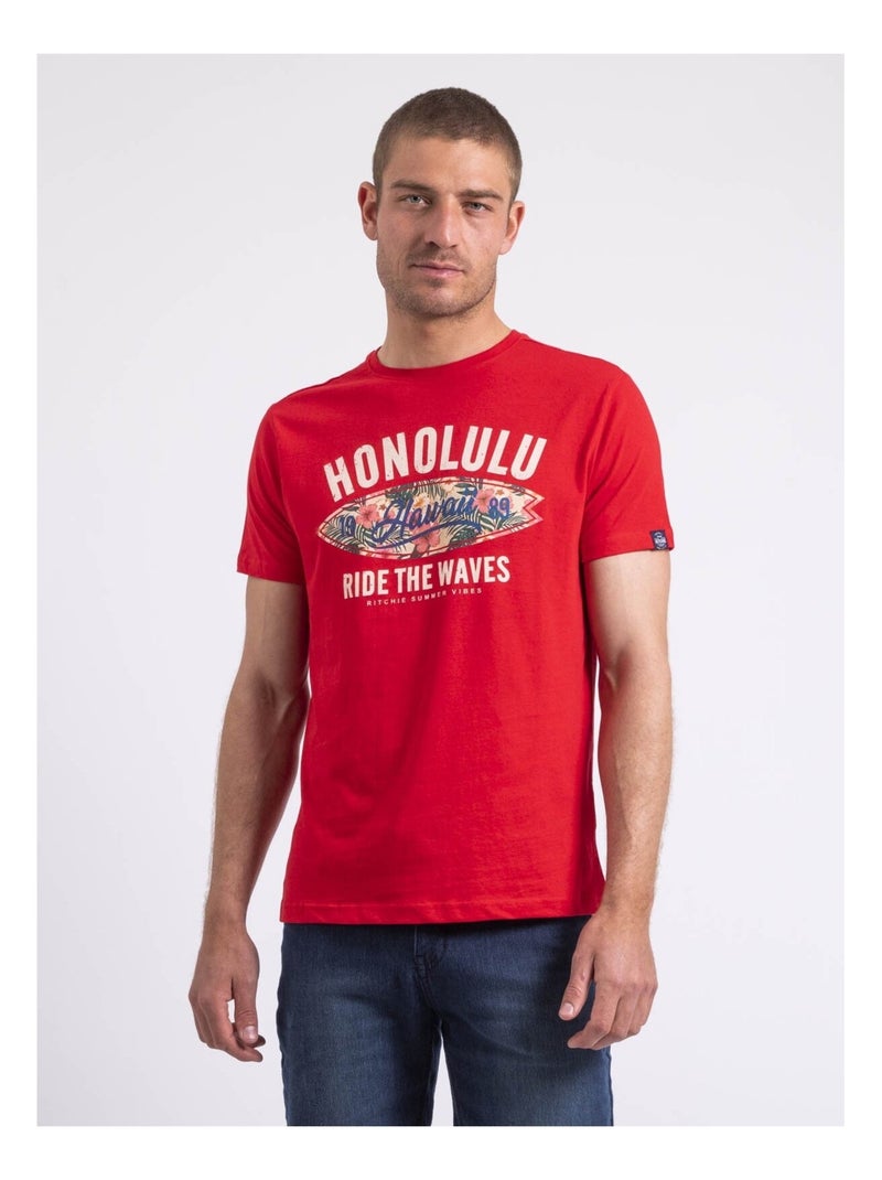 T-shirt col rond NIROULIO Rouge - Kiabi