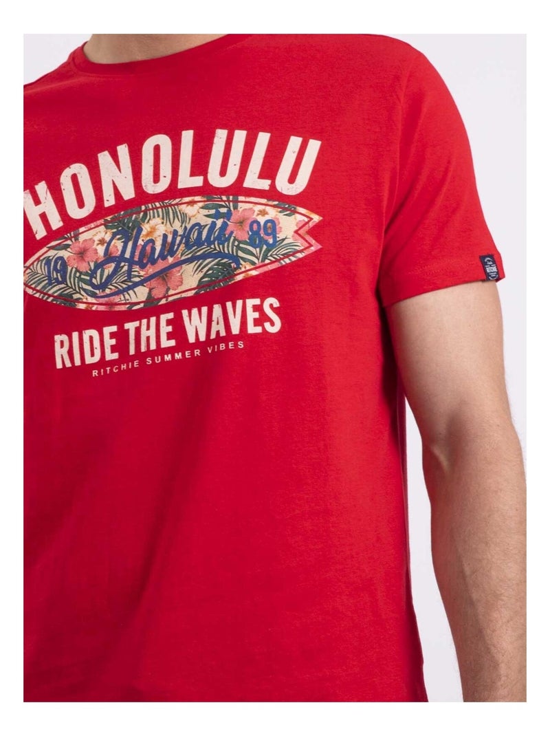 T-shirt col rond NIROULIO Rouge - Kiabi