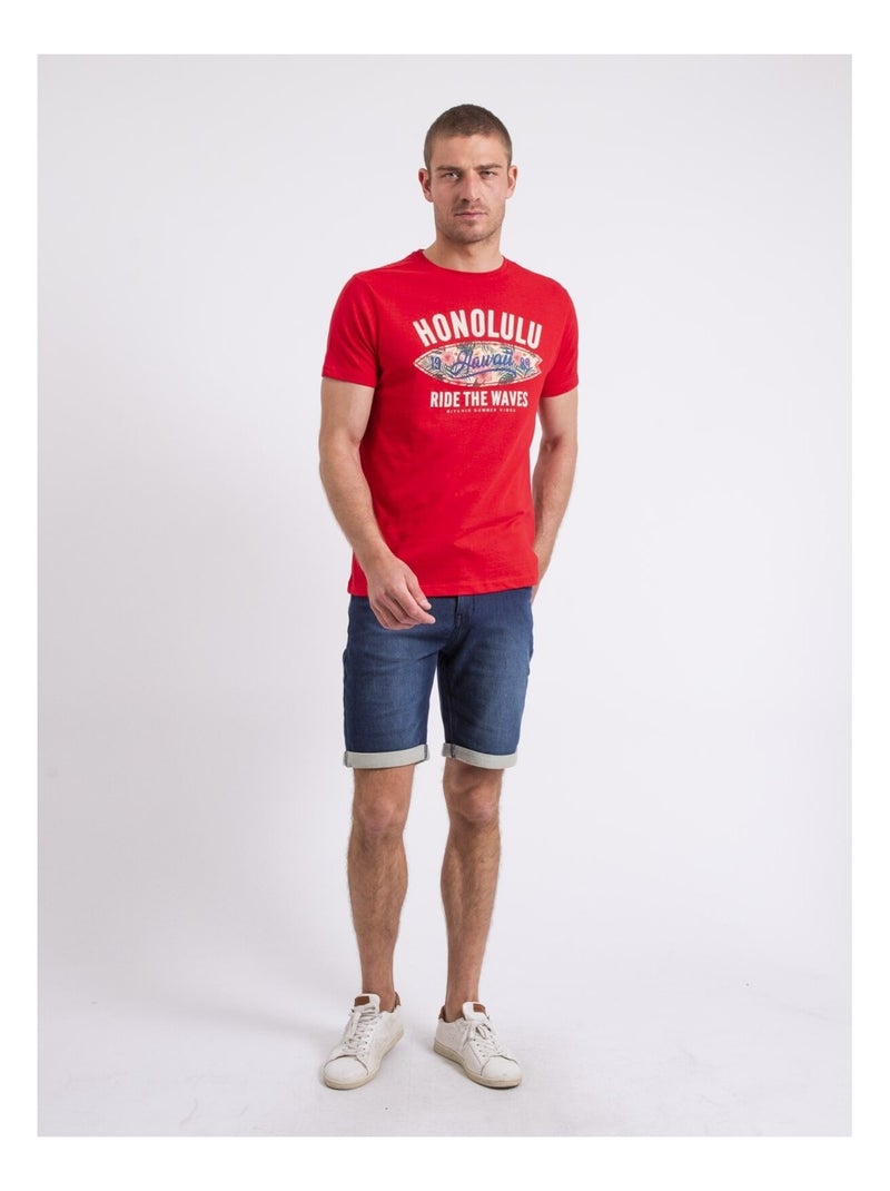 T-shirt col rond NIROULIO Rouge - Kiabi