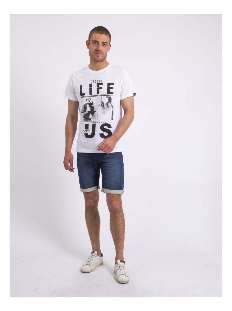 T-shirt col rond NIXIROCK Blanc - Kiabi