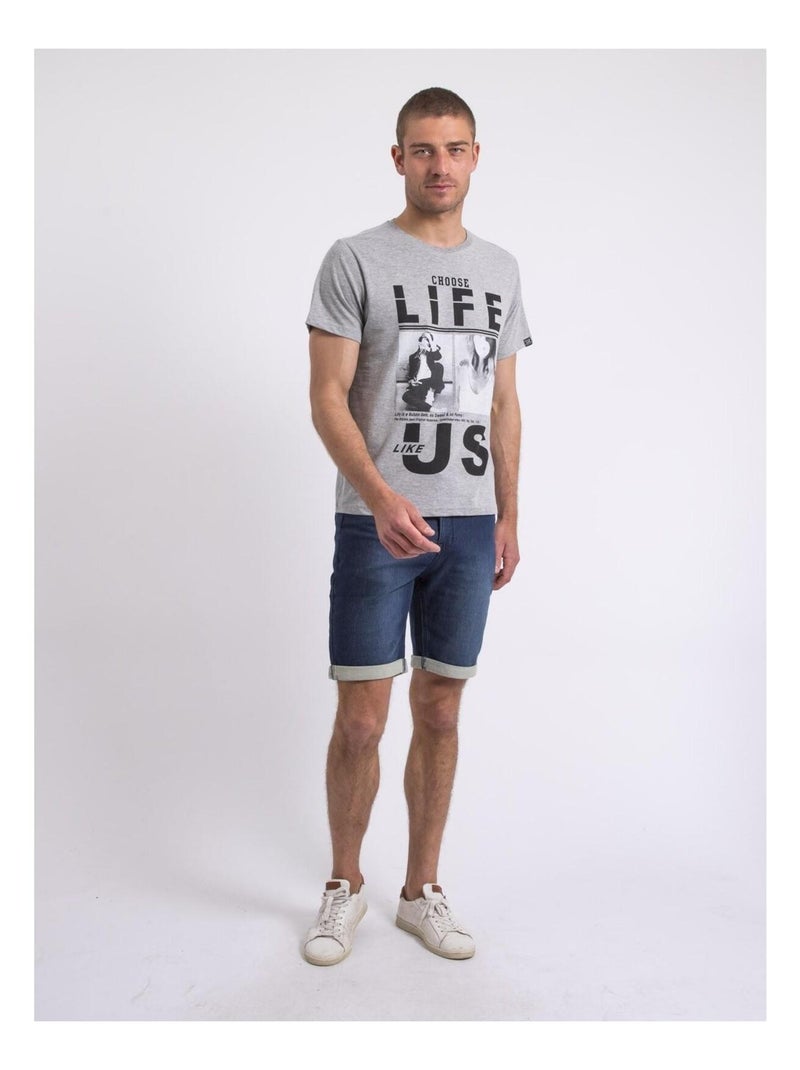 T-shirt col rond NIXIROCK Gris - Kiabi