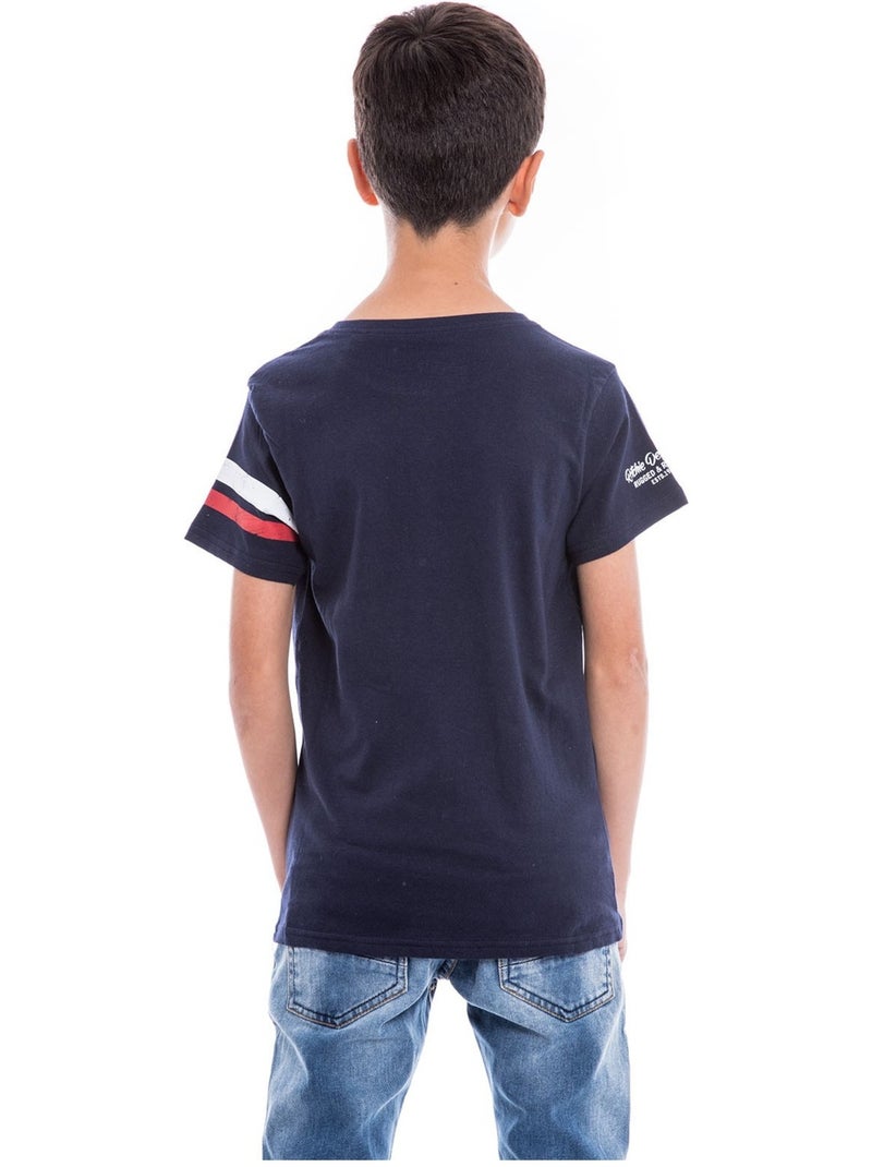 T-shirt col rond NOLERO garçon Bleu marine - Kiabi
