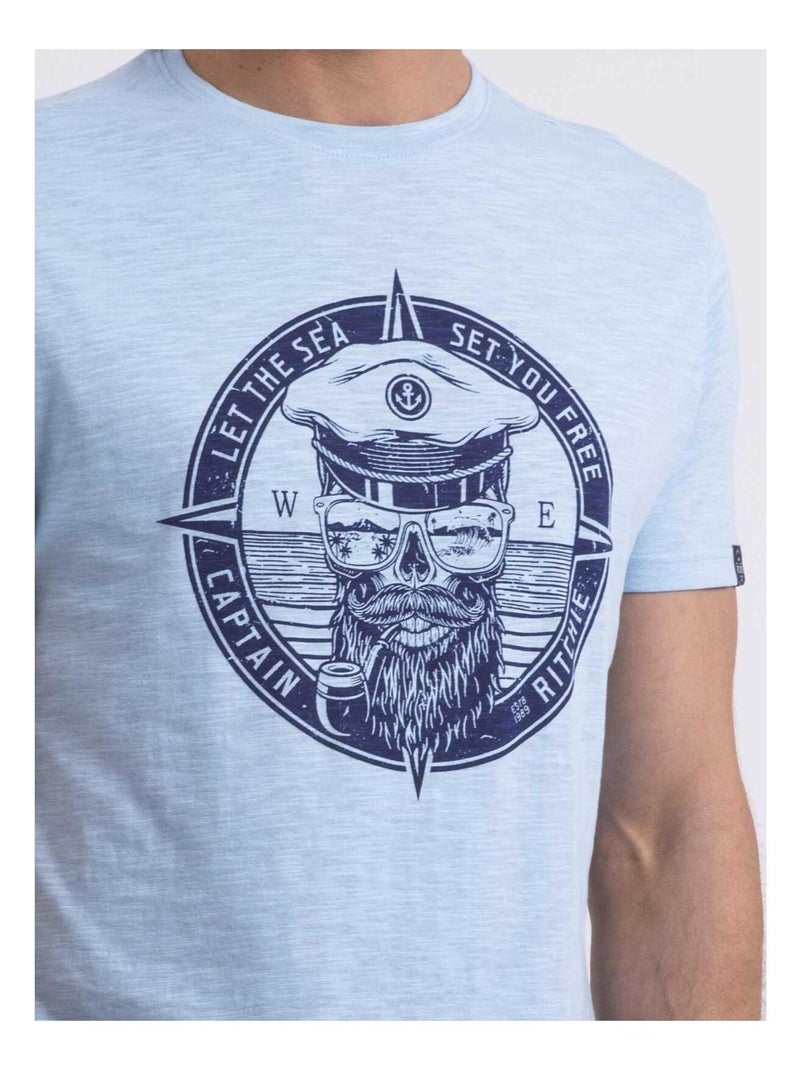 T-shirt col rond NOLOLAND Bleu ciel - Kiabi