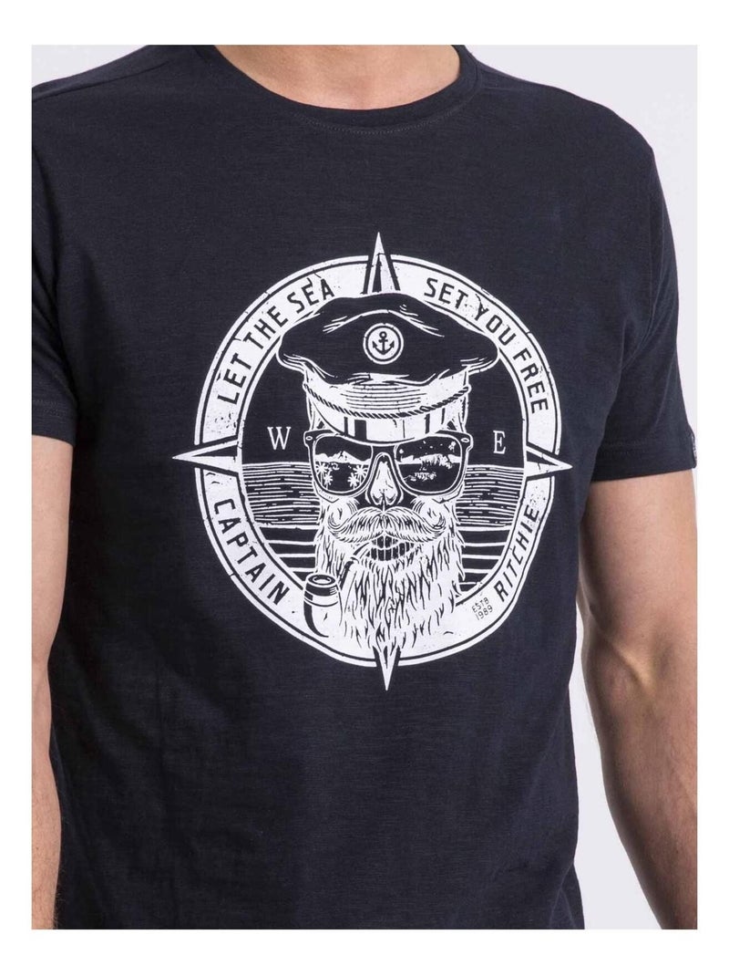 T-shirt col rond NOLOLAND Bleu marine - Kiabi
