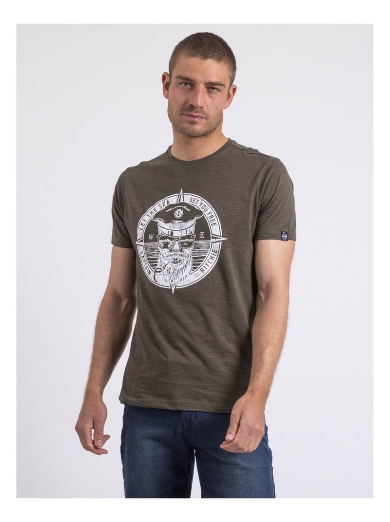 T-shirt col rond NOLOLAND Kaki - Kiabi