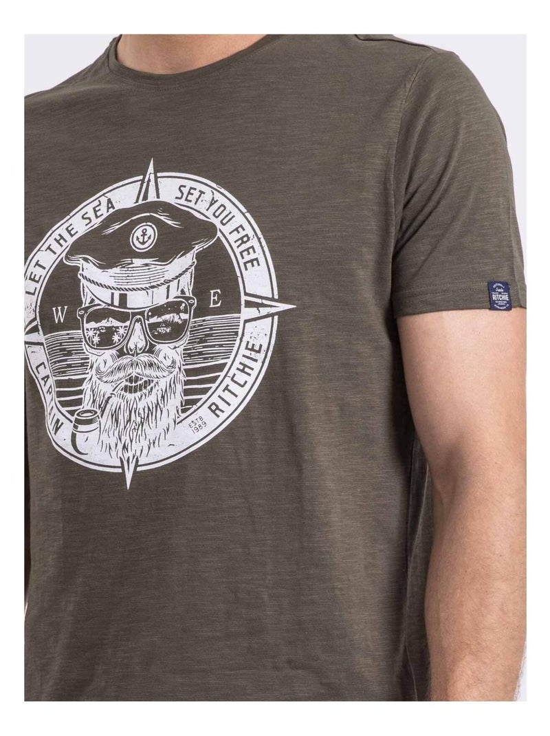 T-shirt col rond NOLOLAND Kaki - Kiabi
