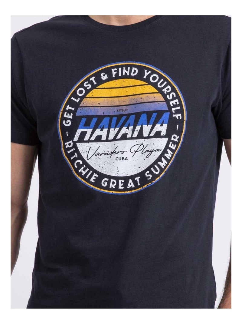 T-shirt col rond NOLPIX Bleu marine - Kiabi