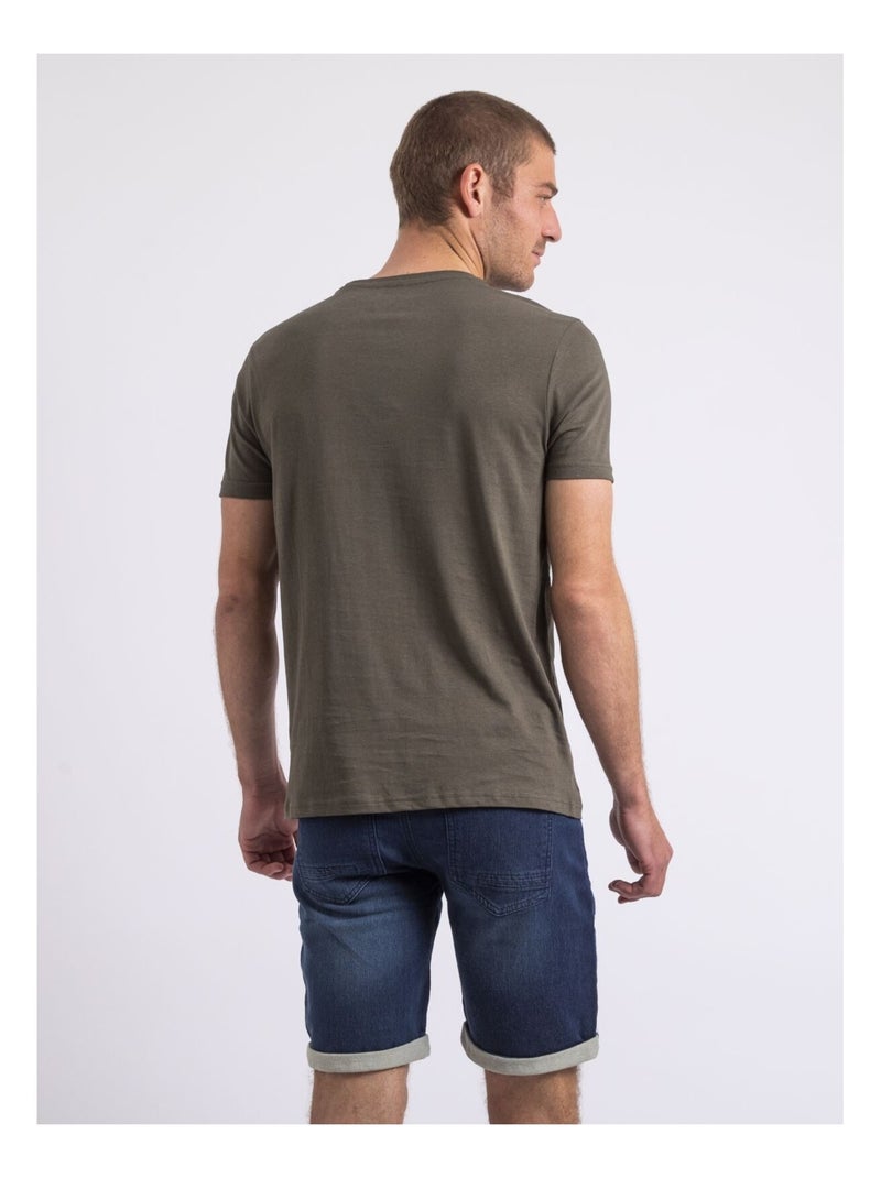T-shirt col rond NOLPIX Kaki - Kiabi
