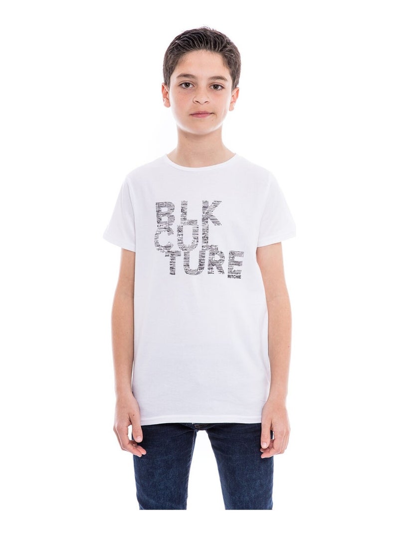 T-shirt col rond NOMADE BOY Blanc - Kiabi