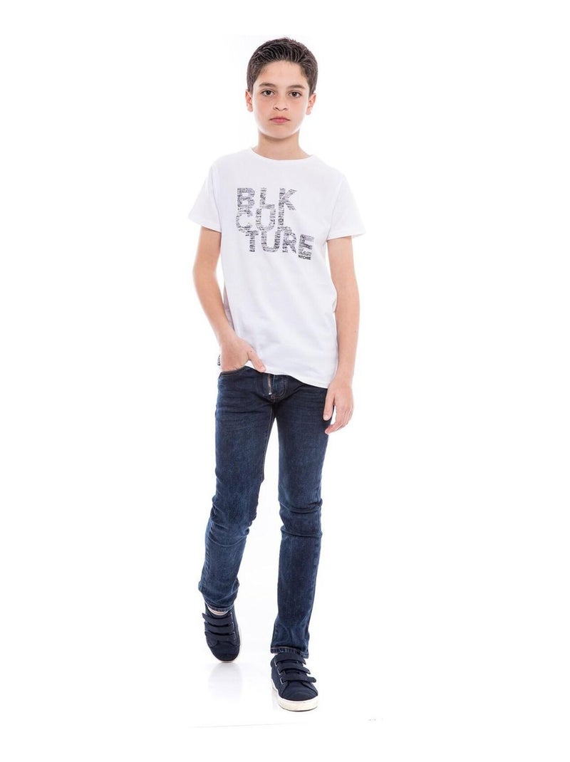 T-shirt col rond NOMADE garçon Blanc - Kiabi