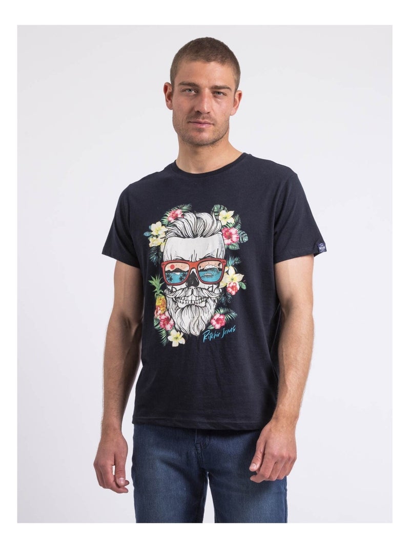 T-shirt col rond NOPILUCA Bleu marine - Kiabi