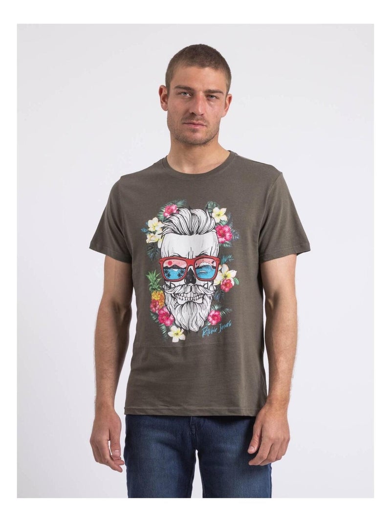 T-shirt col rond NOPILUCA Kaki - Kiabi