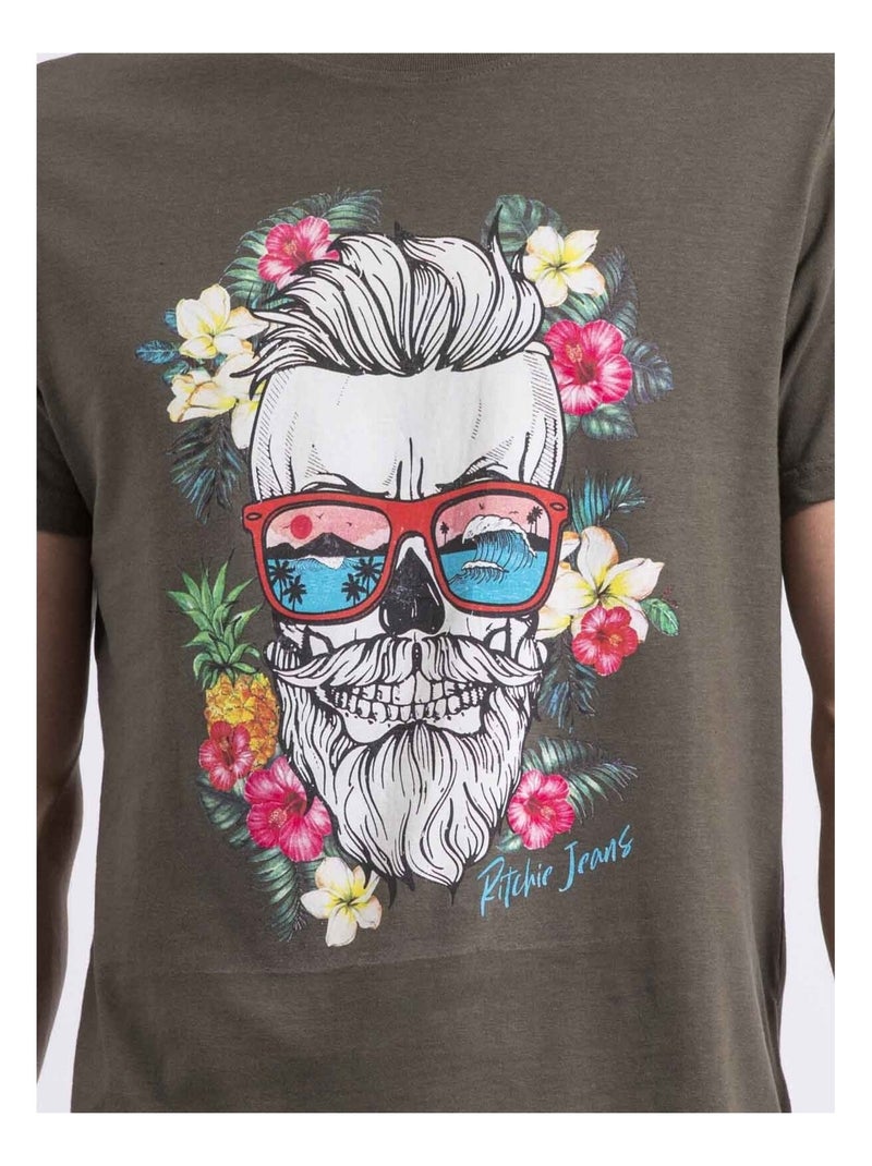 T-shirt col rond NOPILUCA Kaki - Kiabi