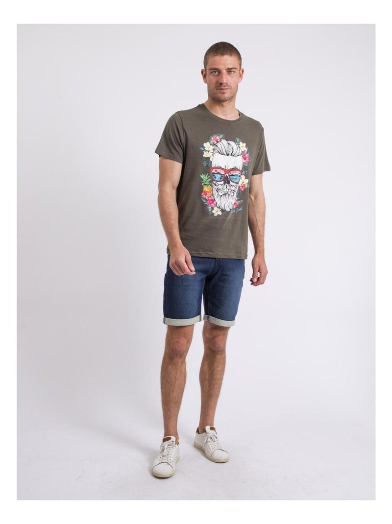 T-shirt col rond NOPILUCA Kaki - Kiabi