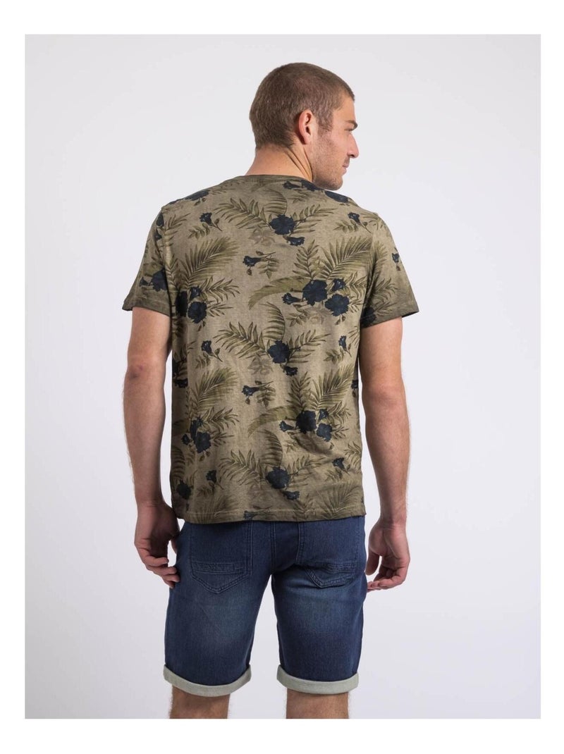 T-shirt col rond NOPYOU Kaki - Kiabi
