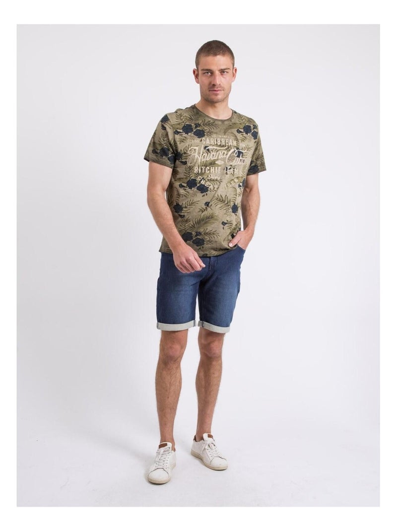 T-shirt col rond NOPYOU Kaki - Kiabi