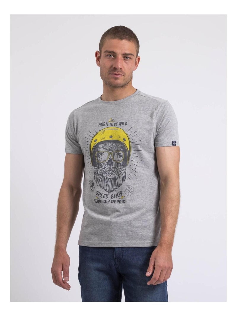 T-shirt col rond NOSHOP Gris - Kiabi