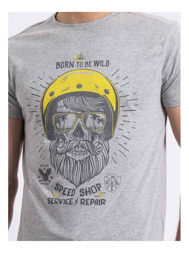 T-shirt col rond NOSHOP Gris - Kiabi
