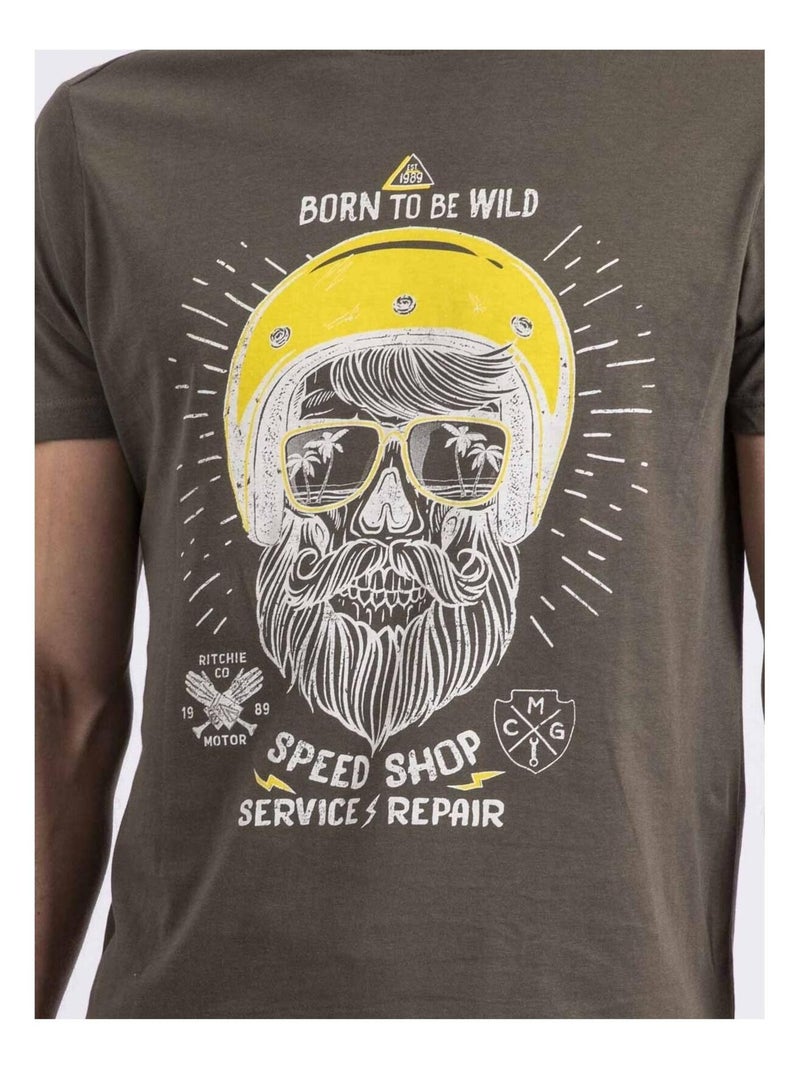 T-shirt col rond NOSHOP Kaki - Kiabi