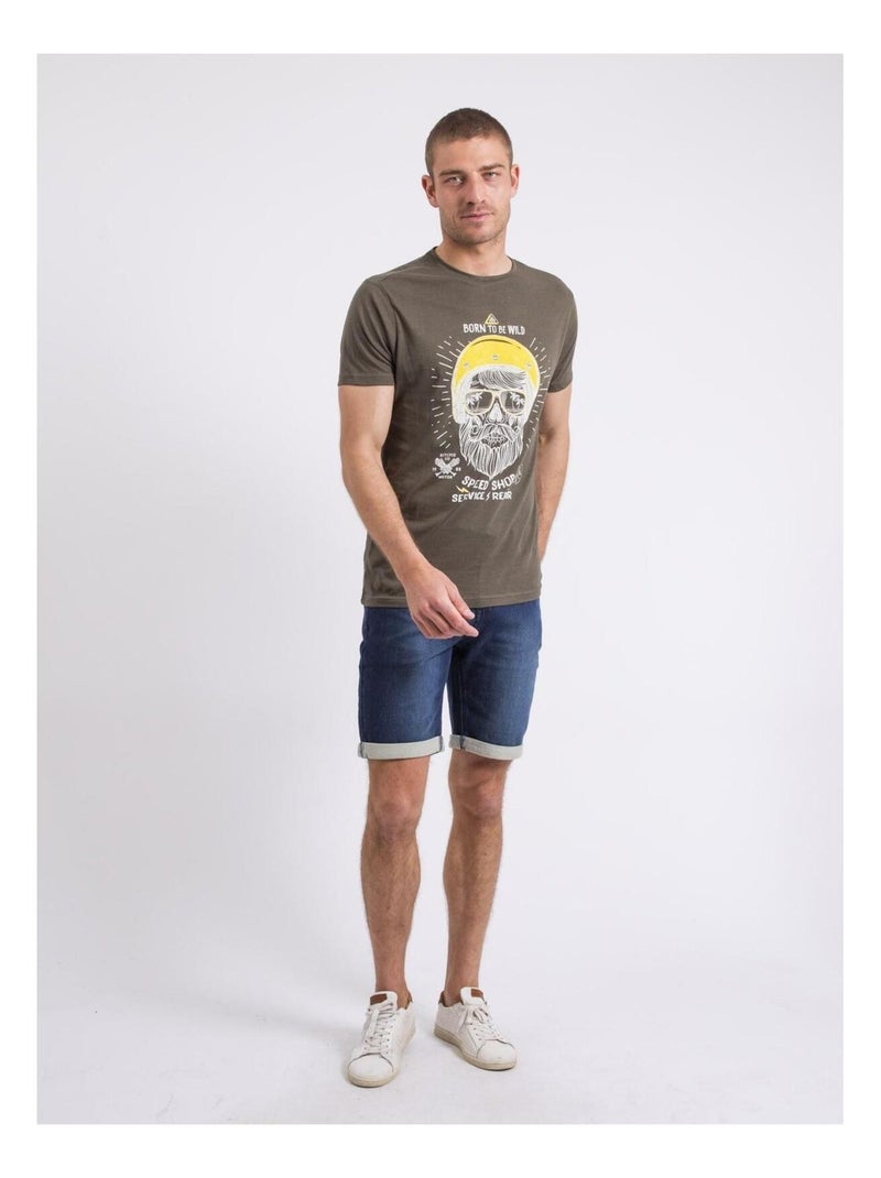 T-shirt col rond NOSHOP Kaki - Kiabi