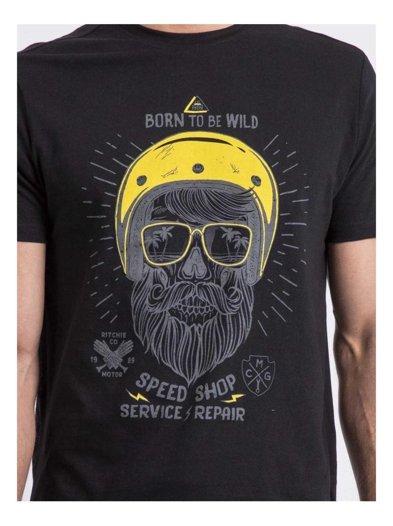 T-shirt col rond NOSHOP Noir - Kiabi
