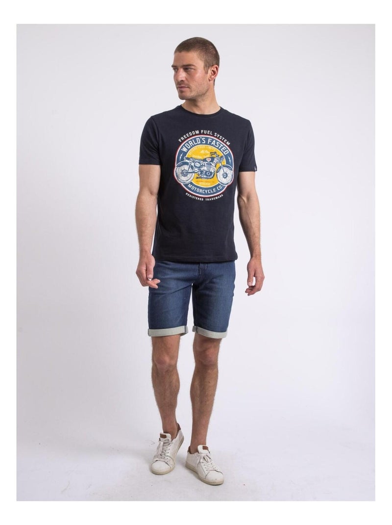 T-shirt col rond NOUCAS Bleu marine - Kiabi