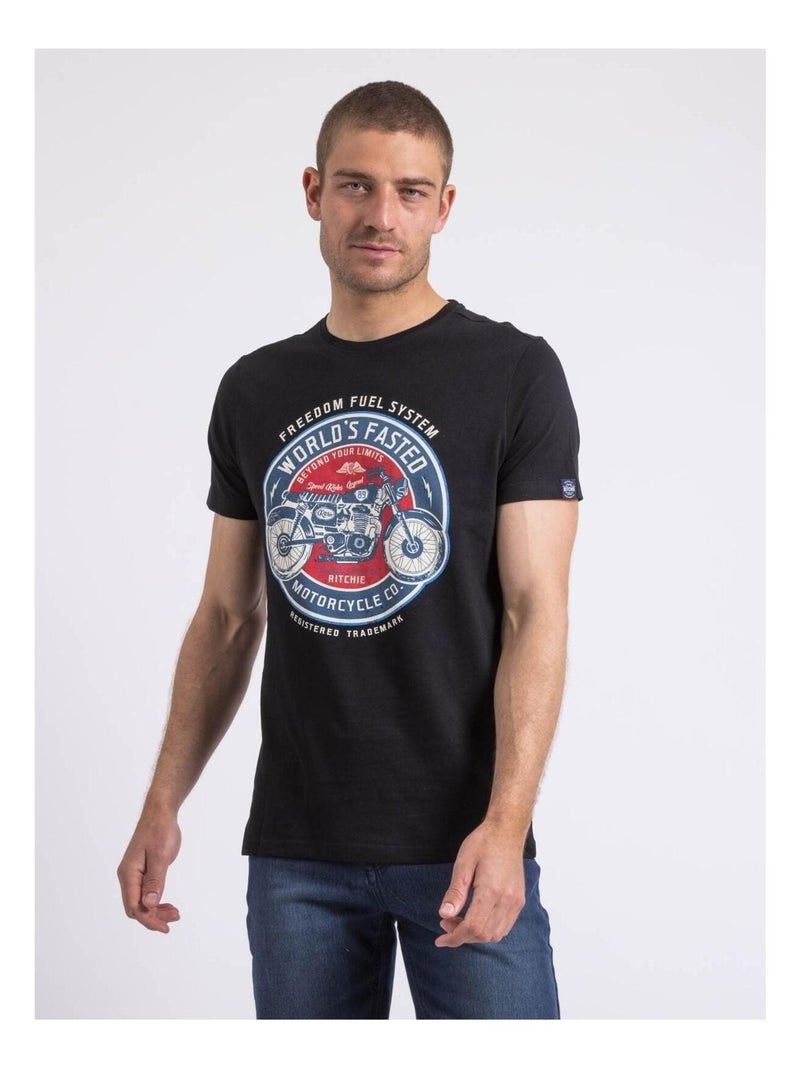 T-shirt col rond NOUCAS Noir - Kiabi