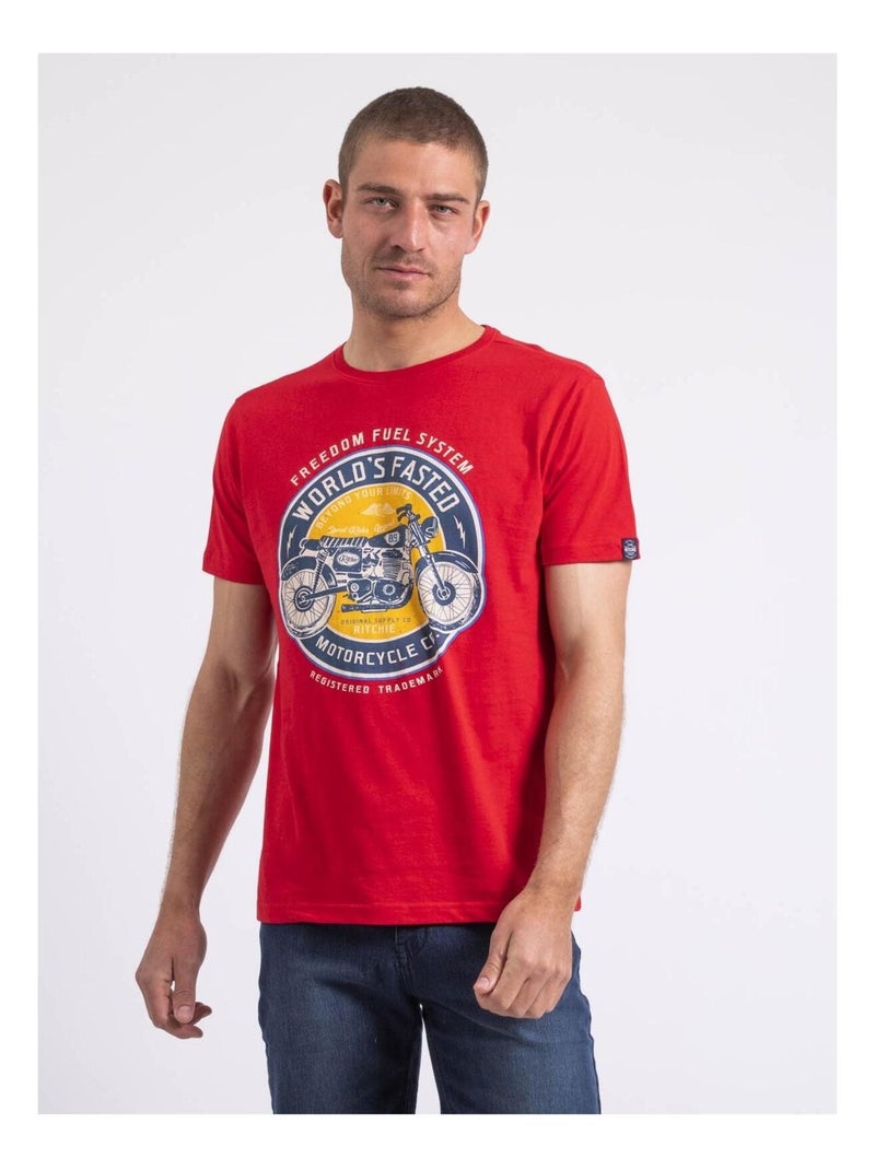 T-shirt col rond NOUCAS Rouge - Kiabi