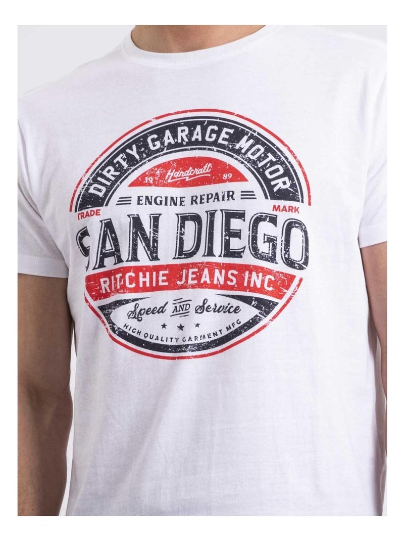 T-shirt col rond NOUMARS Blanc - Kiabi