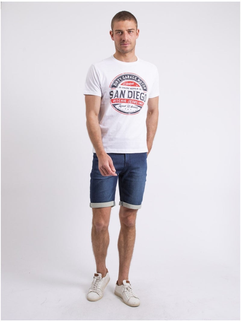 T-shirt col rond NOUMARS Blanc - Kiabi