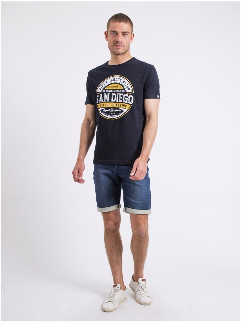 T-shirt col rond NOUMARS Bleu marine - Kiabi