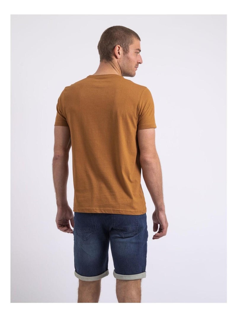 T-shirt col rond NOUMARS Marron caramel - Kiabi